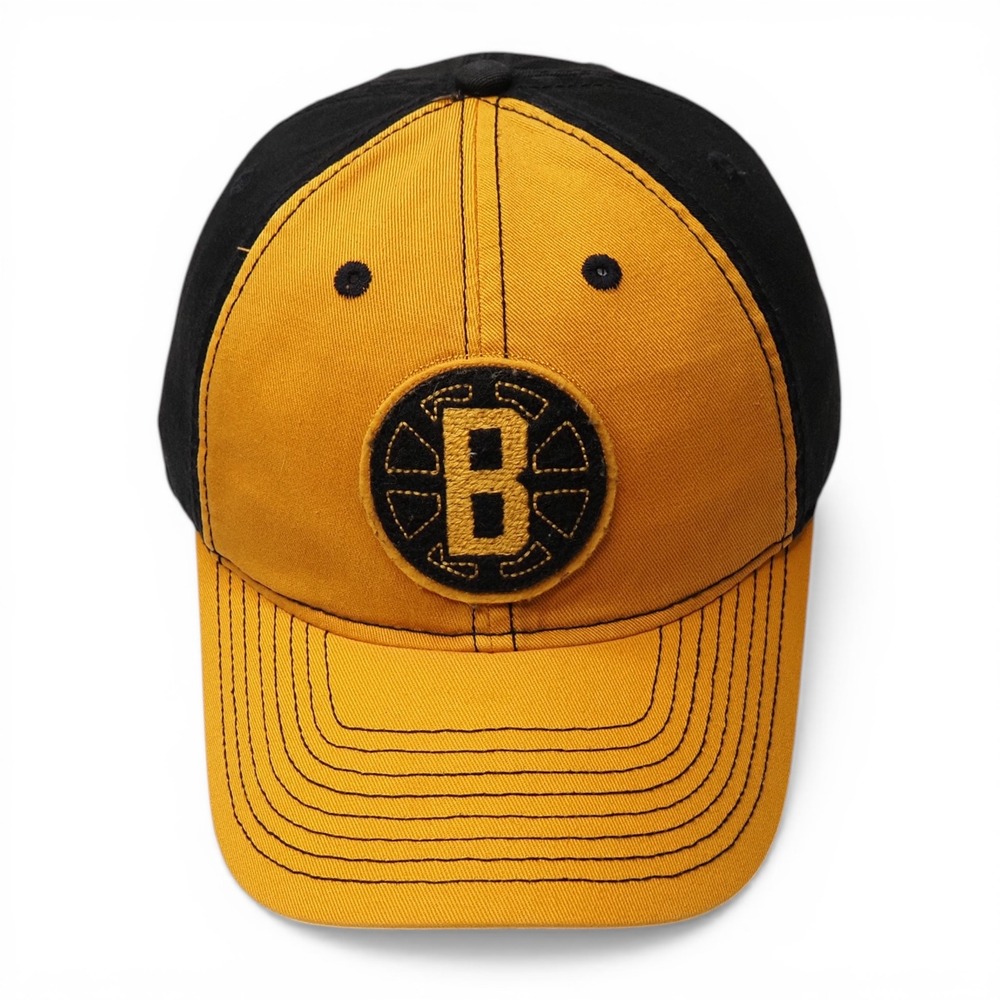 CCM Mens Hat Bruins Strapback Black Gold NHL Hockey Dad Hat Y2K-Era Vintage